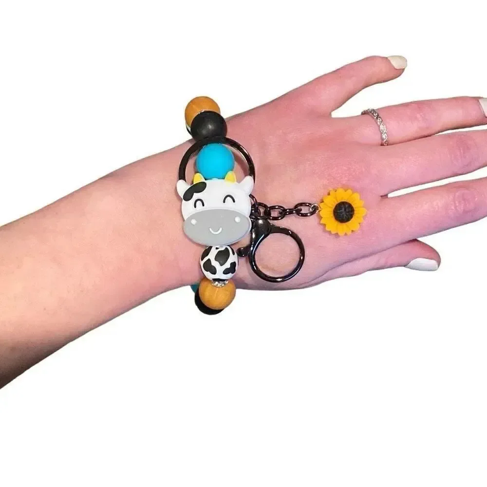 Cow Wristlet Keychain